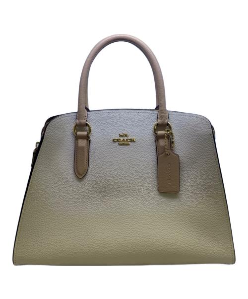 COACH（コーチ）COACH (コーチ) キャリーオール　ハンドバッグ ホワイト×ブラウンの古着・服飾アイテム