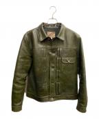 Y2LEATHERワイツーレザー）の古着「Y2LEATHER　オリーブ　レザージャケット」｜オリーブ