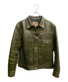 Y2LEATHER（ワイツーレザー）の古着「Y2LEATHER　オリーブ　レザージャケット」｜オリーブ