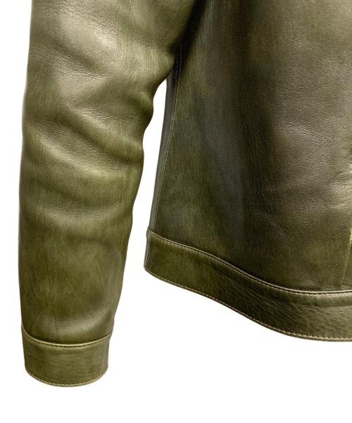 Y2LEATHER（ワイツーレザー）Y2LEATHER (ワイツーレザー) Y2LEATHER　オリーブ　レザージャケット オリーブ サイズ:SIZE 42の古着・服飾アイテム