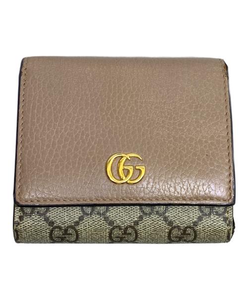 GUCCI（グッチ）GUCCI (グッチ) GG　マーモント　2つ折り財布 ベージュの古着・服飾アイテム