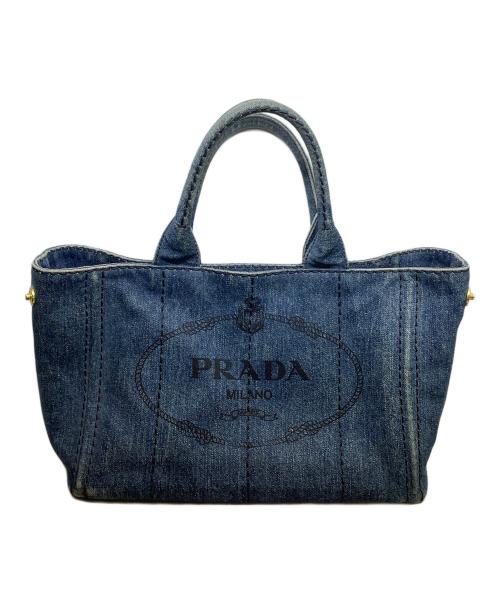 PRADA（プラダ）PRADA (プラダ) PRADA　カナパ　ブルー　ハンドバッグ ブルーの古着・服飾アイテム