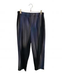 HOMME PLISSE ISSEY MIYAKE（オム プリッセ イッセイ ミヤケ）の古着「HOMME PLISSE ISSEY MIYAKE　	ブラック×ブルー　パンツ」｜ブラック×ブルー