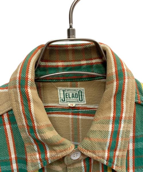 JERADO（ジェラード）JERADO (ジェラード) JERADO　ベージュ×グリーン　チェック　長袖シャツ ベージュ×グリーン サイズ:SIZE Mの古着・服飾アイテム