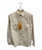 SUGAR CANEシュガーケーン）の古着「SUGAR CANE　アイボリー　FICTION ROMANCE 8.5oz. WHITE WABASH STRIPE WORK SHIRT　長袖シャツ」｜アイボリー