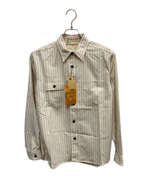 SUGAR CANE（シュガーケーン）SUGAR CANE (シュガーケーン) SUGAR CANE　アイボリー　FICTION ROMANCE 8.5oz. WHITE WABASH STRIPE WORK SHIRT　長袖シャツ アイボリー サイズ:SIZE Mの古着・服飾アイテム