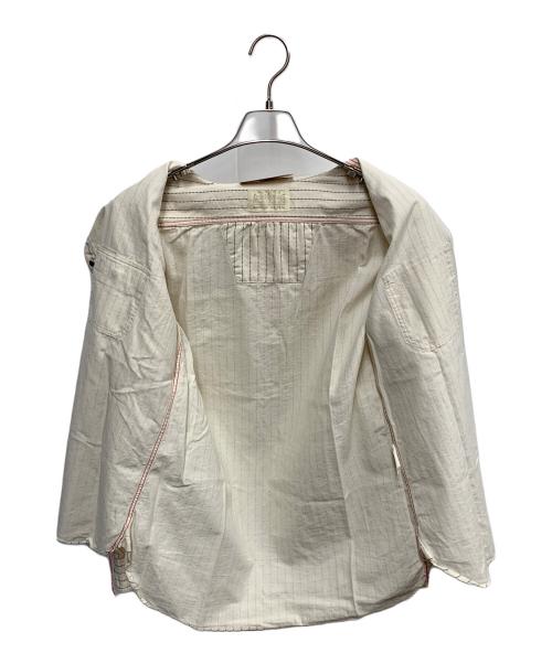 SUGAR CANE（シュガーケーン）SUGAR CANE (シュガーケーン) SUGAR CANE　アイボリー　FICTION ROMANCE 8.5oz. WHITE WABASH STRIPE WORK SHIRT　長袖シャツ アイボリー サイズ:SIZE Mの古着・服飾アイテム