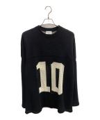 askyurselfアスクユアセルフ）の古着「ASKYURSELF　ブラック　KNIT MESH LS JERSEY　厚手ニット」｜ブラック
