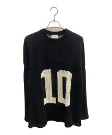 askyurself（アスクユアセルフ）の古着「ASKYURSELF　ブラック　KNIT MESH LS JERSEY　厚手ニット」｜ブラック