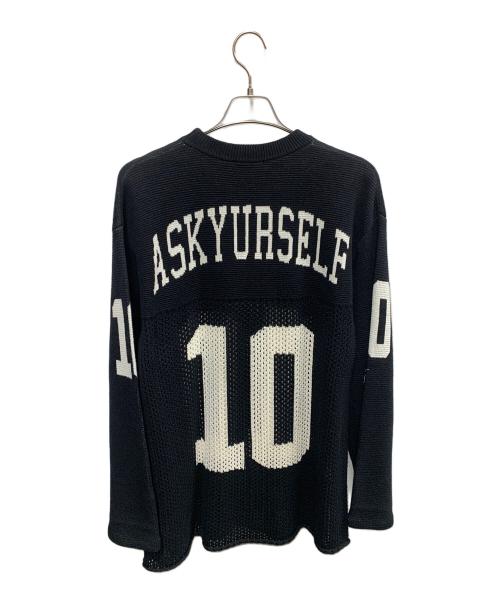 askyurself（アスクユアセルフ）askyurself (アスクユアセルフ) ASKYURSELF　ブラック　KNIT MESH LS JERSEY　厚手ニット ブラック サイズ:SIZE Mの古着・服飾アイテム