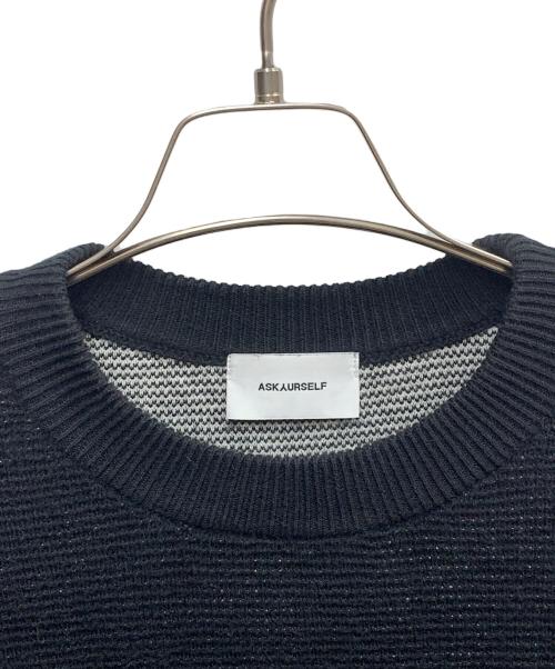 askyurself（アスクユアセルフ）askyurself (アスクユアセルフ) ASKYURSELF　ブラック　KNIT MESH LS JERSEY　厚手ニット ブラック サイズ:SIZE Mの古着・服飾アイテム
