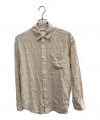 HOPEホープ）の古着「HOPE　ベージュ　ROOM SHIRT AIRY VANILLA CHECK　長袖シャツ」｜ベージュ