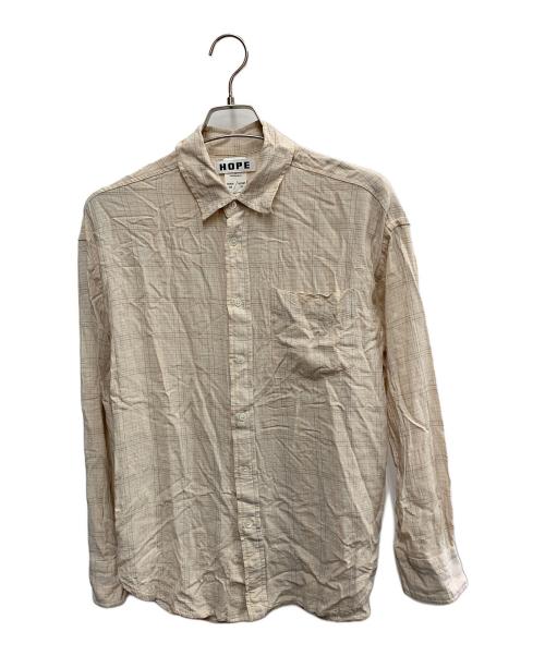HOPE（ホープ）HOPE (ホープ) HOPE　ベージュ　ROOM SHIRT AIRY VANILLA CHECK　長袖シャツ ベージュ サイズ:SIZE 40の古着・服飾アイテム