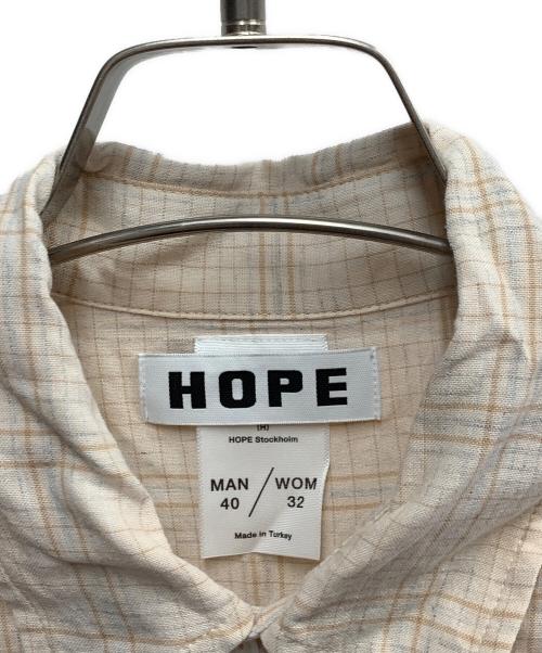 HOPE（ホープ）HOPE (ホープ) HOPE　ベージュ　ROOM SHIRT AIRY VANILLA CHECK　長袖シャツ ベージュ サイズ:SIZE 40の古着・服飾アイテム