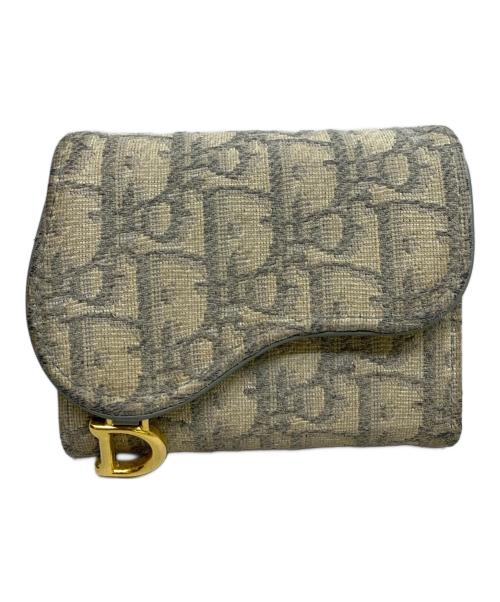Christian Dior（クリスチャン ディオール）Christian Dior (クリスチャン ディオール) オブリーク　Saddle　コンパクトウォレット グレーの古着・服飾アイテム