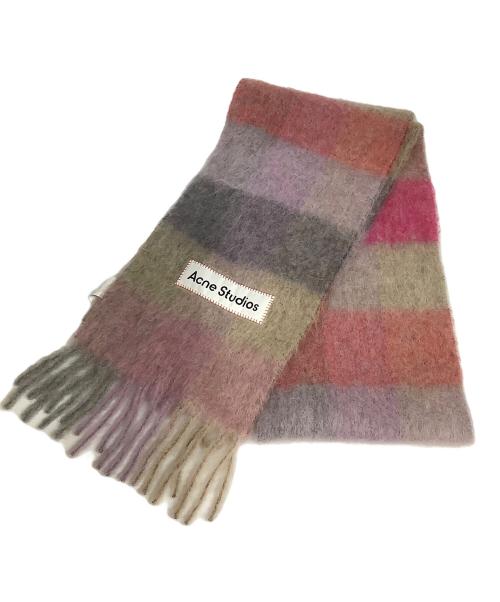 Acne studios（アクネ ストゥディオズ）Acne studios (アクネ ストゥディオズ) ACNE STUDIOS ピンク チェック モヘアチェックスカーフ ピンクの古着・服飾アイテム