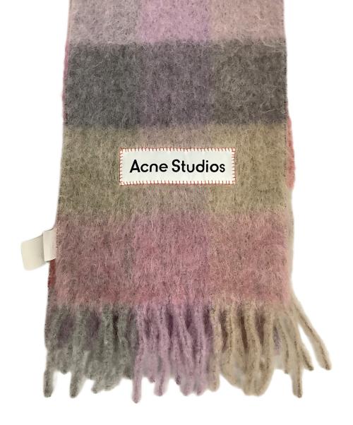 Acne studios（アクネ ストゥディオズ）Acne studios (アクネ ストゥディオズ) ACNE STUDIOS ピンク チェック モヘアチェックスカーフ ピンクの古着・服飾アイテム