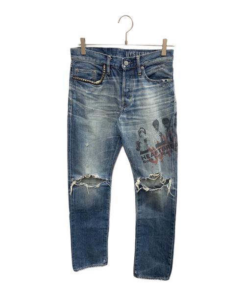Hysteric Glamour（ヒステリックグラマー）Hysteric Glamour (ヒステリックグラマー) Hysteric Glamour　日本製 ボタンフライ　プリントスタッズデニムパンツ サイズ:SIZE 71cm (W28)の古着・服飾アイテム