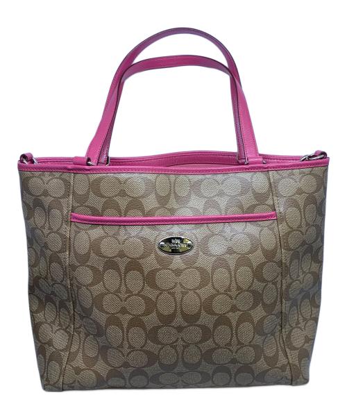 COACH（コーチ）COACH (コーチ) COACH  ベージュ×ピンク トートバッグ ベージュ×ピンクの古着・服飾アイテム