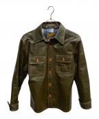 Y'2 leatherワイツーレザー）の古着「Y'2 LEATHER　オリーブ　OIL SOFT LEATHER SHIRTS 　レザージャケット」｜オリーブ