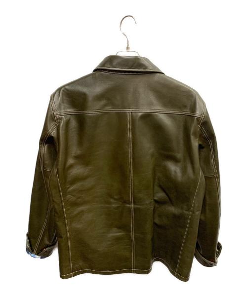 Y'2 leather（ワイツーレザー）Y'2 leather (ワイツーレザー) Y'2 LEATHER　オリーブ　OIL SOFT LEATHER SHIRTS 　レザージャケット オリーブ サイズ:SIZE 42の古着・服飾アイテム