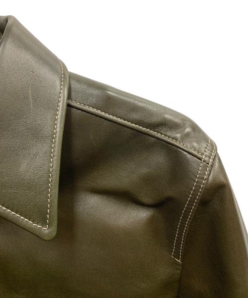 Y'2 leather（ワイツーレザー）Y'2 leather (ワイツーレザー) Y'2 LEATHER　オリーブ　OIL SOFT LEATHER SHIRTS 　レザージャケット オリーブ サイズ:SIZE 42の古着・服飾アイテム