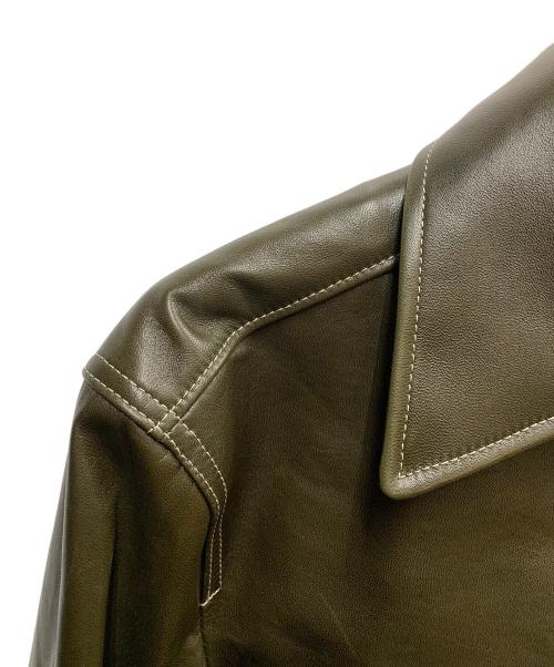 Y'2 leather（ワイツーレザー）Y'2 leather (ワイツーレザー) Y'2 LEATHER　オリーブ　OIL SOFT LEATHER SHIRTS 　レザージャケット オリーブ サイズ:SIZE 42の古着・服飾アイテム