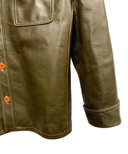Y'2 leather（ワイツーレザー）Y'2 leather (ワイツーレザー) Y'2 LEATHER　オリーブ　OIL SOFT LEATHER SHIRTS 　レザージャケット オリーブ サイズ:SIZE 42の古着・服飾アイテム