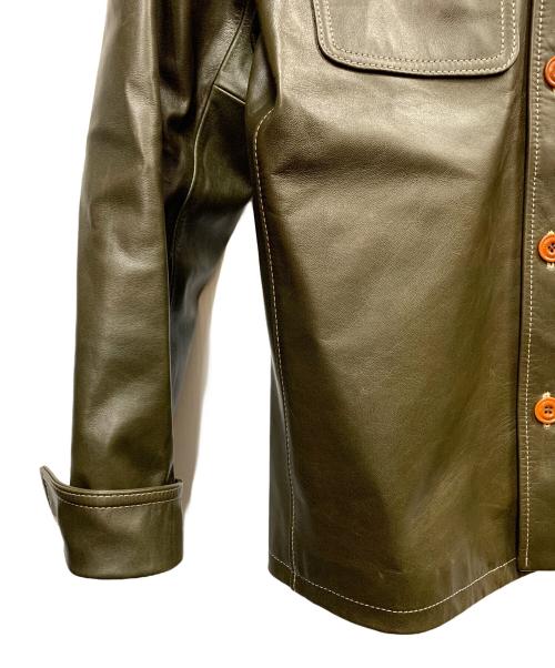 Y'2 leather（ワイツーレザー）Y'2 leather (ワイツーレザー) Y'2 LEATHER　オリーブ　OIL SOFT LEATHER SHIRTS 　レザージャケット オリーブ サイズ:SIZE 42の古着・服飾アイテム