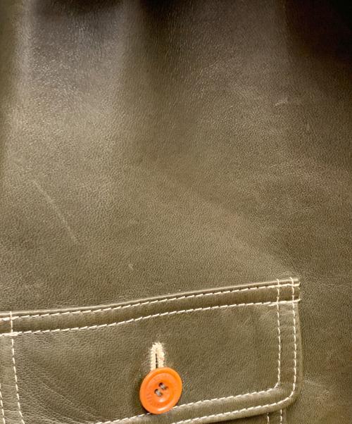 Y'2 leather（ワイツーレザー）Y'2 leather (ワイツーレザー) Y'2 LEATHER　オリーブ　OIL SOFT LEATHER SHIRTS 　レザージャケット オリーブ サイズ:SIZE 42の古着・服飾アイテム