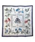 HERMES (エルメス) カレ90 Quai aux Fleurs 花咲く海岸通り シルクスカーフ ブルー×ホワイト：17800円
