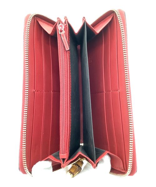 GUCCI（グッチ）GUCCI (グッチ) ラウンドファスナー財布 レッドの古着・服飾アイテム