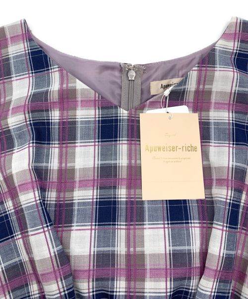 Apuweiser-riche（アプワイザーリッシェ）Apuweiser-riche (アプワイザーリッシェ) Apuweiser-riche ノースリーブワンピース パープル×ホワイト サイズ:2の古着・服飾アイテム