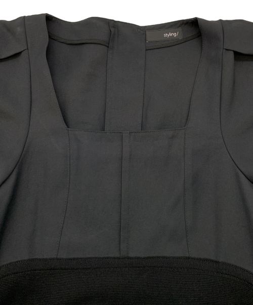 styling/（スタイリング）styling/ (スタイリング) スクエアネックドッキングワンピース ブラック サイズ:1の古着・服飾アイテム