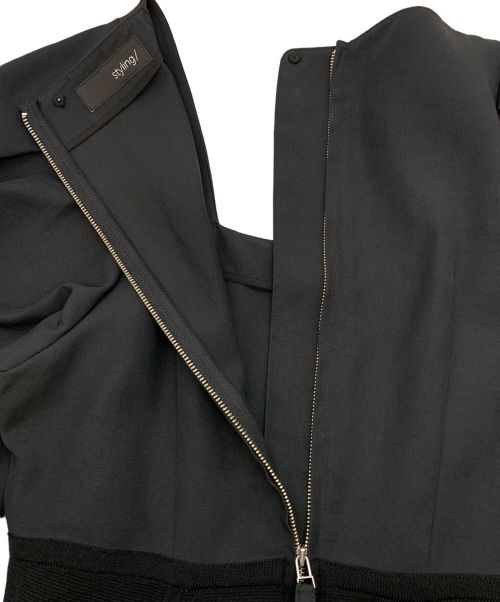 styling/（スタイリング）styling/ (スタイリング) スクエアネックドッキングワンピース ブラック サイズ:1の古着・服飾アイテム
