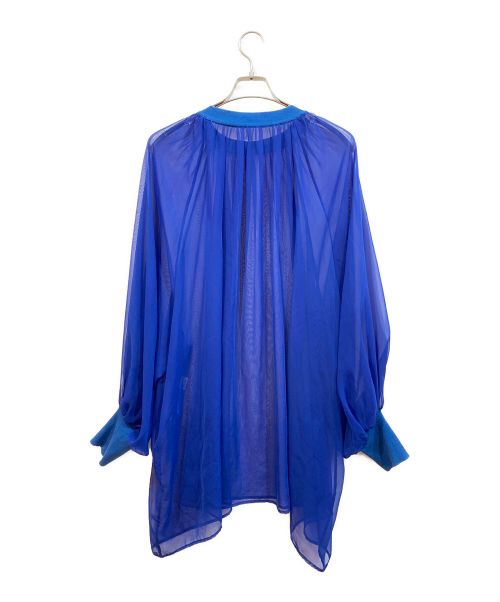 HYKE（ハイク）HYKE (ハイク) ギャザー オーバー シアーブラウス ブルー サイズ:2の古着・服飾アイテム
