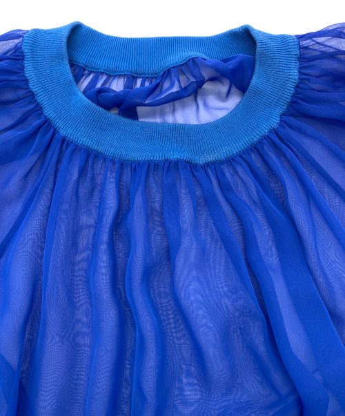 HYKE（ハイク）HYKE (ハイク) ギャザー オーバー シアーブラウス ブルー サイズ:2の古着・服飾アイテム