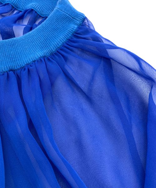 HYKE（ハイク）HYKE (ハイク) ギャザー オーバー シアーブラウス ブルー サイズ:2の古着・服飾アイテム