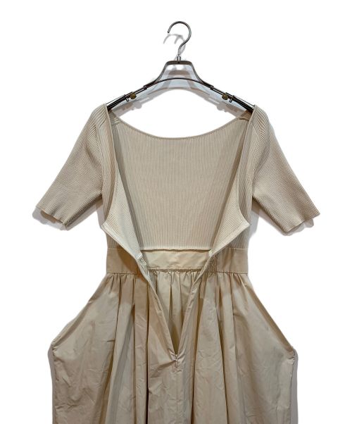 JILL STUART（ジルスチュアート）JILL STUART (ジルスチュアート) タフタドッキングニットドレス ベージュの古着・服飾アイテム
