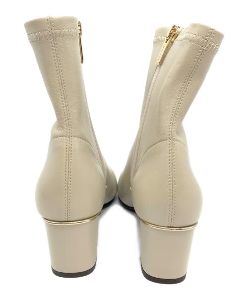 卑弥呼（ヒミコ）卑弥呼 (ヒミコ) シープレザーストレッチブーツ ベージュ サイズ:22.5の古着・服飾アイテム