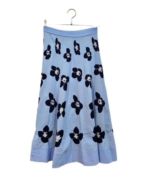 GRACE CONTINENTAL（（グレースコンチネンタル）GRACE CONTINENTAL (グレースコンチネンタル) フラワーニットジャガードトップ / フラワーニットジャガードスカート ブルー×ネイビー サイズ:36の古着・服飾アイテム