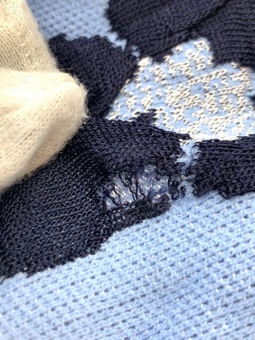 GRACE CONTINENTAL（（グレースコンチネンタル）GRACE CONTINENTAL (グレースコンチネンタル) フラワーニットジャガードトップ / フラワーニットジャガードスカート ブルー×ネイビー サイズ:36の古着・服飾アイテム