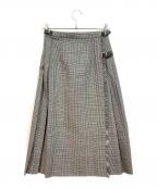 O'NEIL OF DUBLINオニールオブダブリン）の古着「グレンチェックキルトスカート」｜ブラック×ホワイト