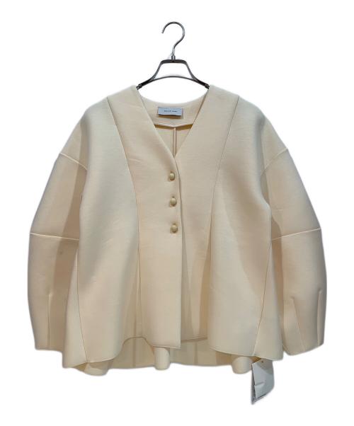 Adam et Rope（アダム エ ロペ）Adam et Rope (アダム エ ロペ) ペプラムダンボールカーディガン アイボリー サイズ:Fの古着・服飾アイテム