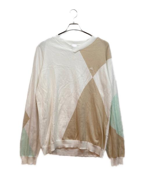 NIKE（ナイキ）NIKE (ナイキ) Vネックニット ベージュ×ホワイト サイズ:XXLの古着・服飾アイテム