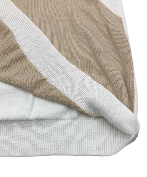 NIKE（ナイキ）NIKE (ナイキ) Vネックニット ベージュ×ホワイト サイズ:XXLの古着・服飾アイテム