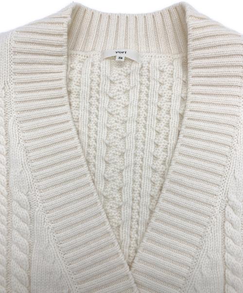 YORI（ヨリ）YORI (ヨリ) ウールケーブルカーディガン アイボリー サイズ:38の古着・服飾アイテム