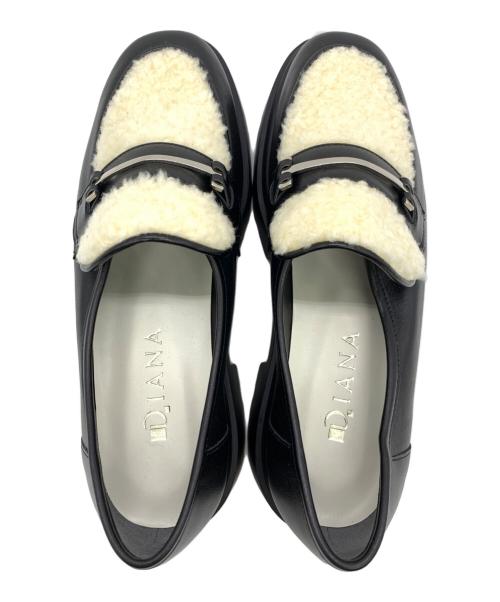 DIANA（ダイアナ）DIANA (ダイアナ) 厚底ローファー ブラック×ホワイト サイズ:24 1/2の古着・服飾アイテム