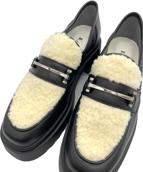 DIANA（ダイアナ）DIANA (ダイアナ) 厚底ローファー ブラック×ホワイト サイズ:24 1/2の古着・服飾アイテム