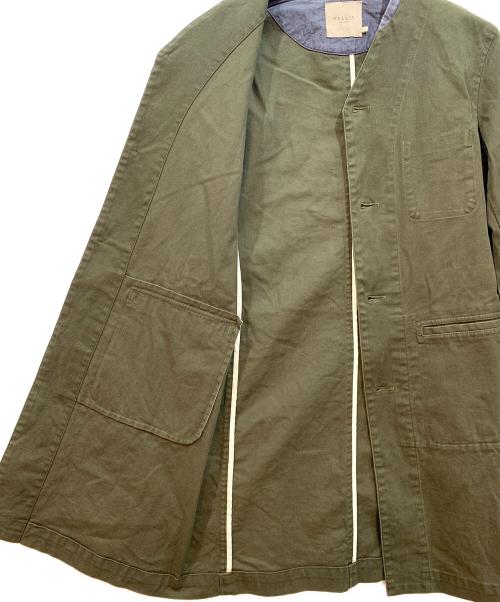 VALLIS by FACTOTUM（ヴァリス バイ ファクトタム）VALLIS by FACTOTUM (ヴァリス バイ ファクトタム) ノーカラーコート グリーン サイズ:46の古着・服飾アイテム